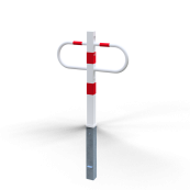 Passage and | car-park barrier | removable with Euro | profile cylinder lock | hot-dip galvanized and white coated withred reflecting stripes